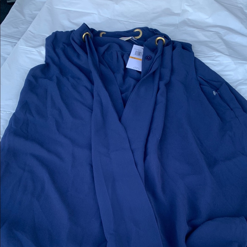MICHAEL Michael Kors Blue Tie Front High-Low Top - Picture 5 of 10